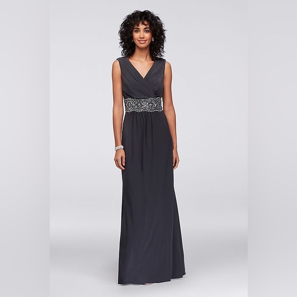 Alex Evenings Dresses & Skirts - Alex Evenings Beaded Waist V Neck Long Formal Gown Size 4
